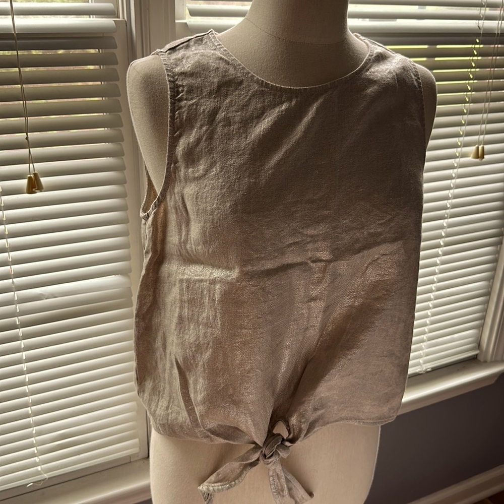 Christian Siriano metallic linen sleeveless top women’s size M